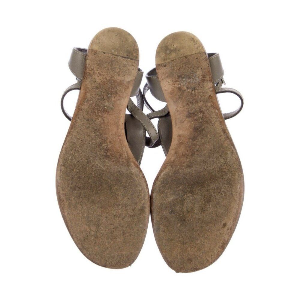 Gucci Authentic Solid Gray Leather Thong Strappy Flat Sandals 9.5 - Picture 5 of 8